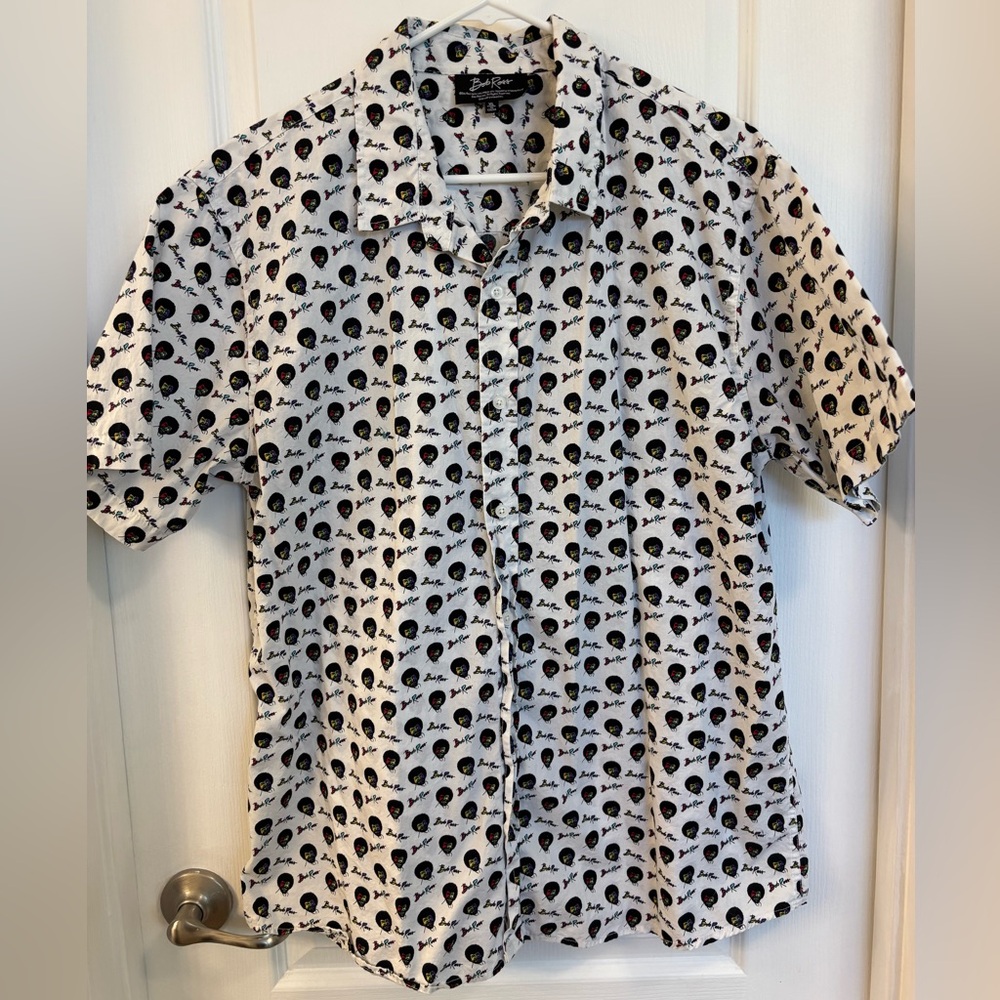 Men's BOB ROSS Rainbow 🌈 Graphic Button Down Shirt Size XL